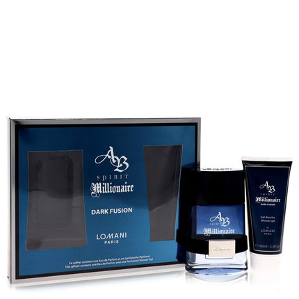 Spirit Millionaire Dark Fusion by Lomani Gift Set -- 3.3 oz Eau De Parfum Spray + 3.3 oz Shower Gel (Men)