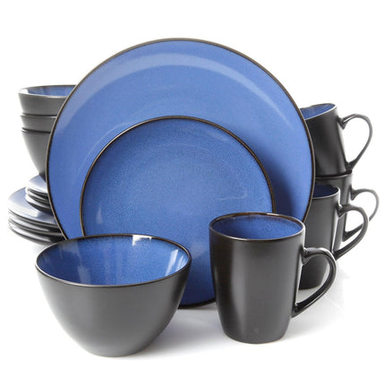 Gibson Elite Soho Lounge Round 16-Piece Dinnerware Set, Blue - Daily Products Club