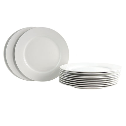 Gibson Home Noble Court 10.5" Dinner Plate Set in White, Set of 12 - Daily Products Club
